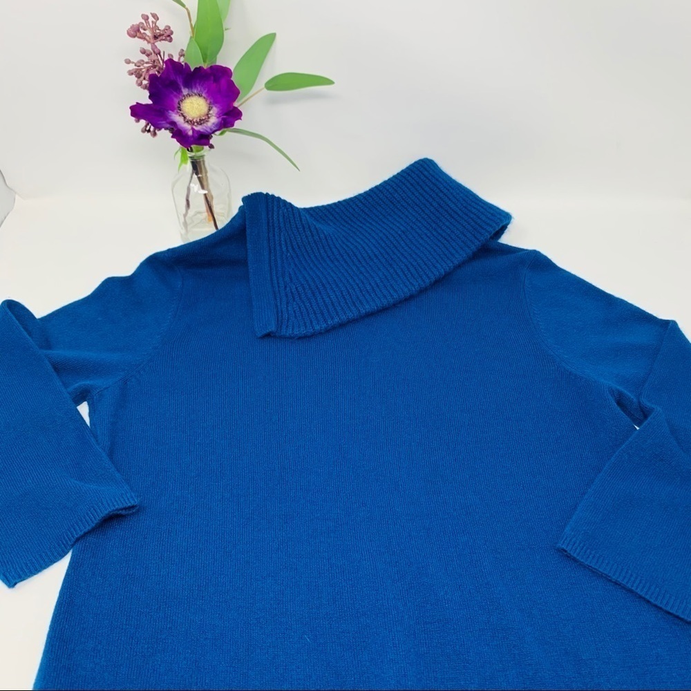 Hampshire Studio Royal Blue Cowl Neck 3/4 Sleeve Sweater Size Medium Petite - Picture 10 of 12